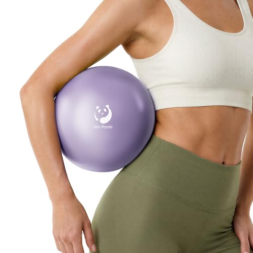 Slim Panda Gymnastikball Klein, 23 cm Pilates Ball mit Aufblasbarem Strohhalm, Soft Yoga Ball für Senioren Therapie, Hause, Fitness, Balance Training(Helles Lila)