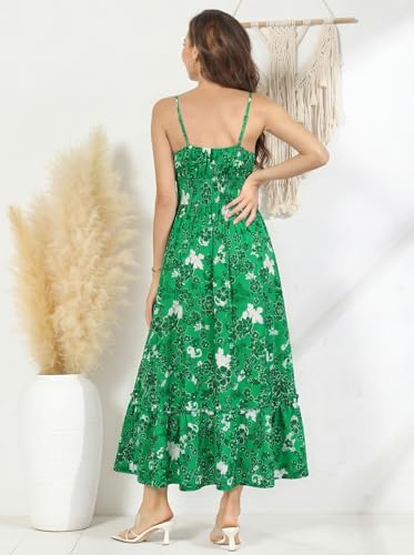 Image of GRACE KARIN Summer Dresses for Women 2026 Vacation,Smocked Floral Maxi Dress,Boho Beach Sundress with Pocket Fashion Clothing
