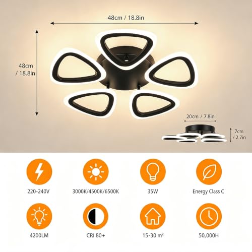 MELAYR Plafonnier LED 3000K/4500K/6500K Lampe LED 4802143 – vue 5