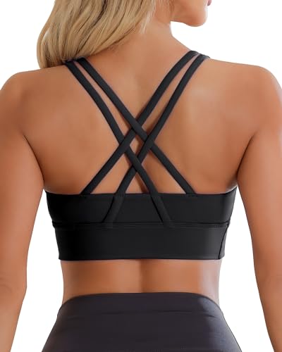 Image of Ama Larsi High Impact Strappy Sports Bra for Women | Padded Crisscross Back Supportive Running Yoga Workout Gym