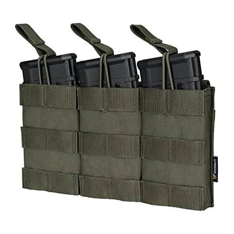 IDOGEAR Triple Mag Pouches Molle Magazine Pouch for 5.56MM Rifle Magazines Carrier M4 M16 AR15 Series Magazine 500D Nylon (Ranger Green) Cover