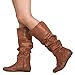 RF ROOM OF FASHION Women's Slouchy Knee High Hidden Pocket Boots (REGULAR CALF) (Tan PU Size 11)