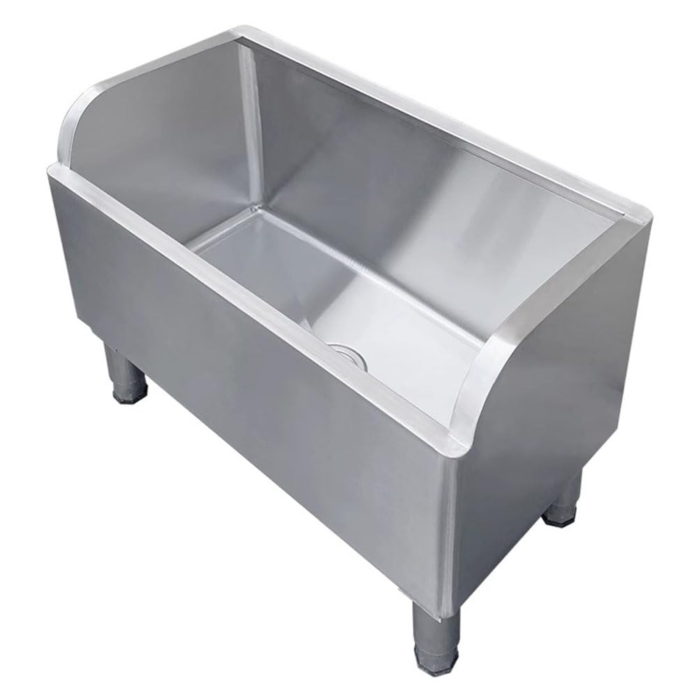 ASerZenith Stainless Steel Mop Sink/Basin With Sink Drainage/Strainer, Mop Service Basin For Commercial Kitchen, Restaurant, Garages, Floor Mount(Silver-80X41X60Cm)