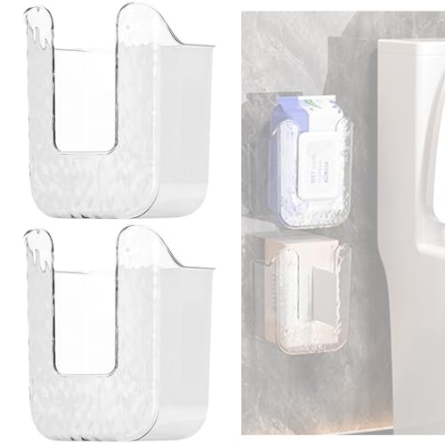 Kitchen Wipes Storage Box,2025 No Punching Wall Flushable Wipes Holder for Bathroom - Wipes Container?Smart Organization for Effortless Cleaning(2PCS)