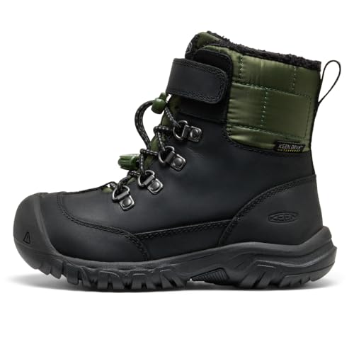 KEEN Unisex Kinder Kanibou wasserdichte Schneestiefel, Schwarz, Bronze, Grün, 10 UK
