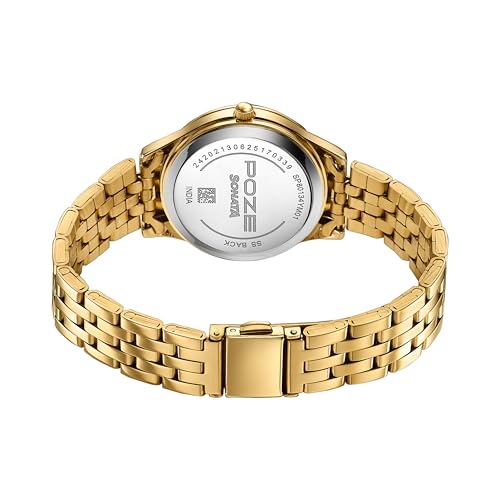 Image of Sonata Poze 6 Sidewalk Sparkle Ladies Quartz Green Round Dial Women's Watch | Stainless Steel Strap Material | Watches for Women Analog - SP80134YM01