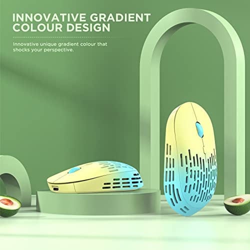 Rapique Bluetooth Wireless Mouse, Dual Mode Rechargeable Silent Computer Mice With 2.4G Type C Receiver, Usb C Cordless Mouse For Macbook, Laptop, Ipad Pro, Imac, Chromebook, Tablet(Yellow To Cyan) #TOP2