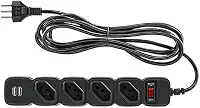 Filtro de linha com 4 tomadas e 2 entradas USB EPE 204+ Preto Intelbras
