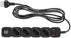 Filtro de linha com 4 tomadas e 2 entradas USB EPE 204+ Preto Intelbras