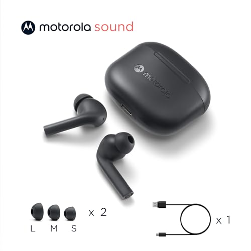 Image of Motorola Moto Buds 065 -True Wireless, Ear Gels, Noise Isolation and 17 Hours Playtime, Touch Control on Both Earbuds, IPX4 Water Resistant, ENC mic for Clear Voice Calls. (Moonless Night)