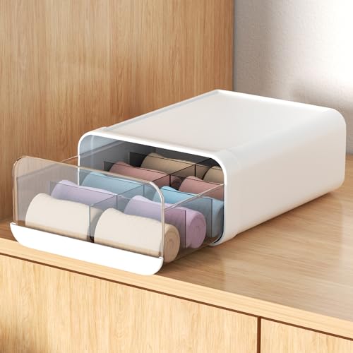 Xiao Hua Cajón organizador de ropa interior, cajón de almacenamiento de ropa interior de plástico con 10 celdas, organizadores de armario apilables y caja de almacenamiento para sujetadores,