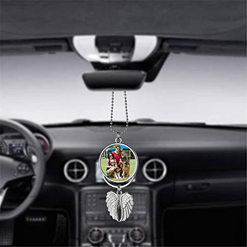 Ouhoe Car Hanging Ornament,Angel Wing Rearview Mirror Pendant With Sublimation Blank Heat Transfer Photo Frame For Automobiles Home Window Christmas Ornaments (Silver-5Pc) 3.74 X 1.81 Inch #TOP4