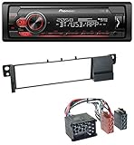 bmw e46 316i Einbauset besteht aus: Pioneer MVH-S310BT/320BT - MP3-Autoradio mit Bluetooth / USB / iPod / AUX-IN; Einbaurahmen (schwarz) und Adapterkabel ISO fahrzeugspezifisch (Strom / Lautsprecher)