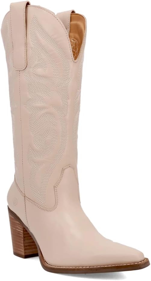 Dingo Womens Hensley Embroidered Snip Toe Pull On Casual Boots Mid Calf Mid Heel 2-3" - Beige - Image 2