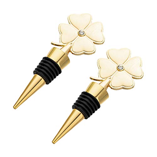 TENDYCOCO 2 peças de trevo de quatro folhas rolha de vinho rolha de garrafa de champanhe criativa su