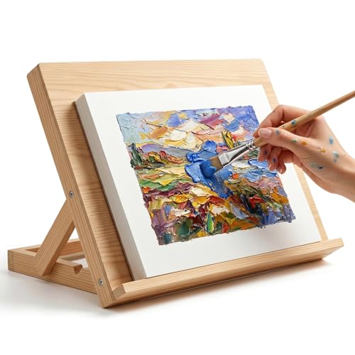 Aiokuo Tabletop Wooden Easel Stand, Adjustable Art Easel for Painting, Drawing, Sketching, Canvas, Books & Artwork Display