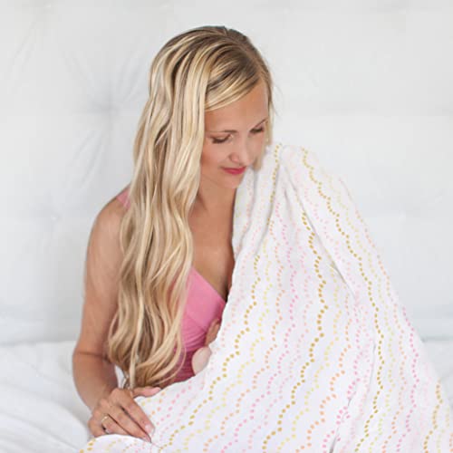Image of SwaddleDesigns Muslin Swaddle Blankets, Swaddle Blanket for Baby Girl, Heavenly Floral Pinks with Touch of Gold Shimmer, Set of 3