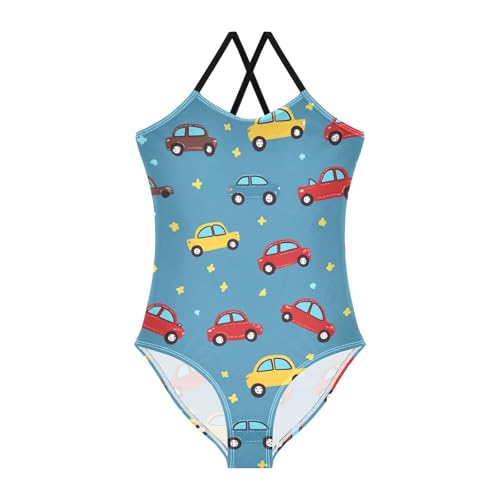 Cute Cars Girls One Piece Swimsuits Blue Sport Halter Swimwear Beach Bathing Suit 3T