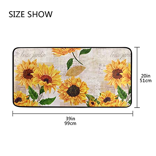 Sunflower Kitchen Mat, Anti-Fatigue Non Slip Floor Mat, Kitchen Rug Bath Doormat Carpet For Kitchen, Floor Home, Office, Sink, Laundry 39 X 20 Inch #TOP4