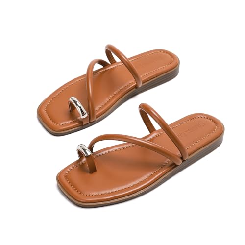 Stratuxx Kaze Women's Toe Ring Flat Sandals Dressy Strappy Flip Flops Slide - image 4