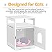 Topeakmart Cat Litter Box Enclosure, Pet Side Table with Open Shelf and Vent Holes, Indoor Cat Crate-Hidden Washroom, Sturdy Wooden Structure, Easy Assembly-White