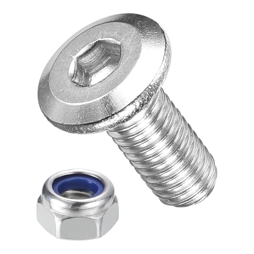 Image of METALLIXITY Crib Screws Replacement Set(M5-0.8x12) 100Pcs, Silver Tone, 304 Stainless Steel Hex Socket Screws with Lock Nuts - for Furniture Woodworking Project, Silver Tone