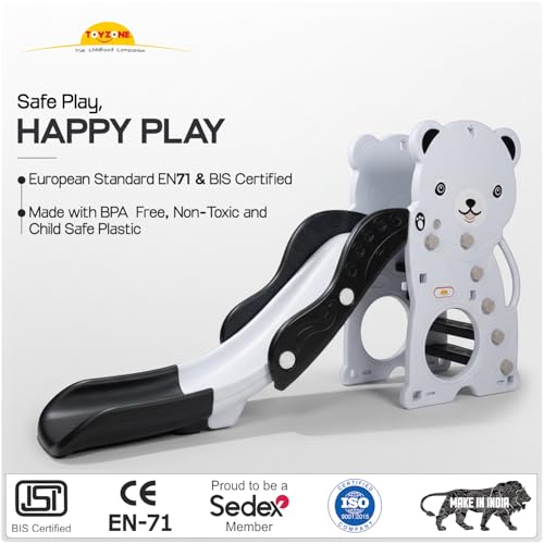 Image of Toyzone Panda Slide for Kids | Baby Play Slide | Indoor & Outdoor Kids Slide | Easy Assembly | Safe Rounded Design | BIS Certified | Made in India | Kids Slide for 2-12 Years, Upto 70 kgs