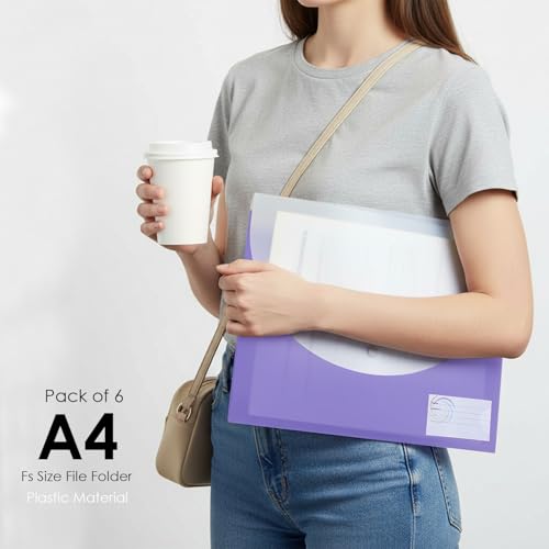 Image of Shuban Double Pocket Document Folders Letter A4 Size File Envelopes with Label Pocket & Paste Button for School Home Work Office Organization (Style-1-Double Pocket Bag (Standard)-4Pcs-Multi Color)
