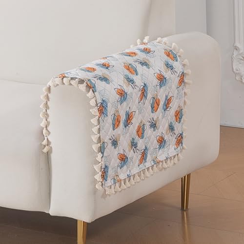 Image of HOKIPO Abstract Petals Quilted Sofa Armrest Cover Mat - 1 Pair | 'Tassel Twigs' Series (IN-987-T10*2)