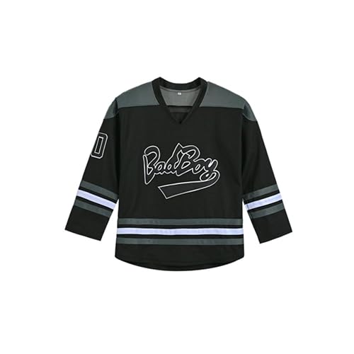 Camiseta juvenil #10 Smalls Bad Boy 90S Hip Hop manga comprida de hóquei preta, Preto, P
