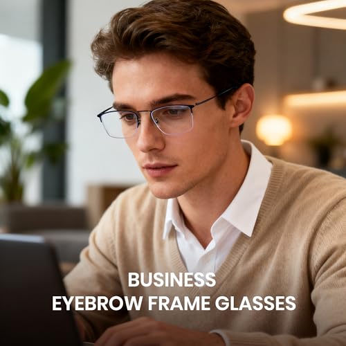 Image of Cyxus Blue Light Blocking Glasses for Men Woman Semi Rim Computer Gaming Office Study Eyeglasses with UV Protection 8731T02
