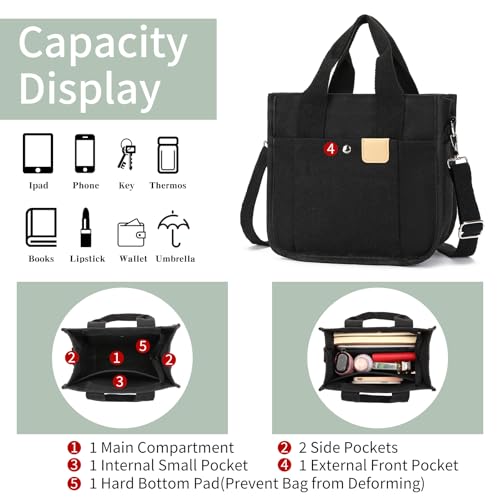 Small Tote Bags for Women Canvas Tote Bag with Zipper miniatura 3