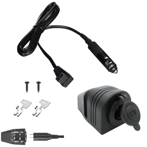 Image of DC Power Cord Cable for 12V Fridge Freezers with Threaded Socket Surface Mount Outlet, 12V /24V Car Fridge Cooler Power Supply Cables with 2-PIN Connector 12 Volt RV Portable Refrigerator
