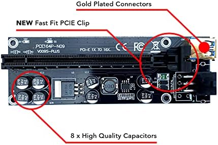 Cryptoshack Premium *Black Edition* 009S PLUS PCI-E 16x to 1x Riser Adapter Card includes 60cm USB Cable - GPU Riser with PCIE Connector for Ethereum Mining ETH Rig