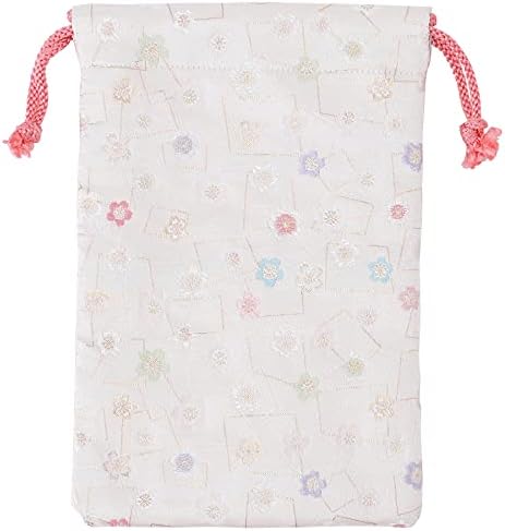 千糸繍院 Brocade drawstring bag, lined with Nishijin brocade, 2, size M. (Nyuhakuawazakura) image 3