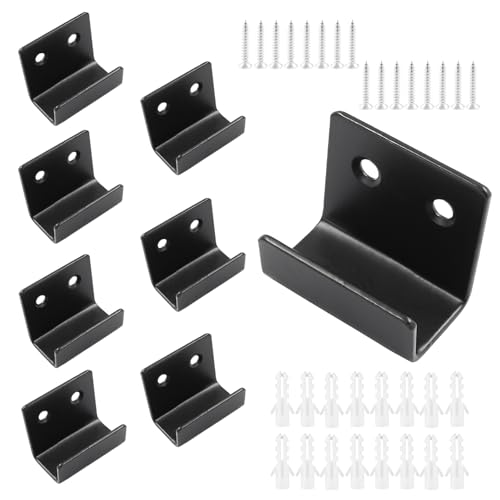 Image of Black Tile Wall Mount Bracket, 8 Pcs, Inner Width 20mm | Stainless Steel, Heavy Duty, For Mirrors & Pictures, Ceramic Tile Display