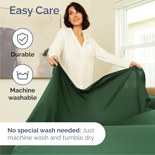 Image of Cal King 6 Piece Bed Sheet Set - Soft, Breathable & Cooling - Emerald Green