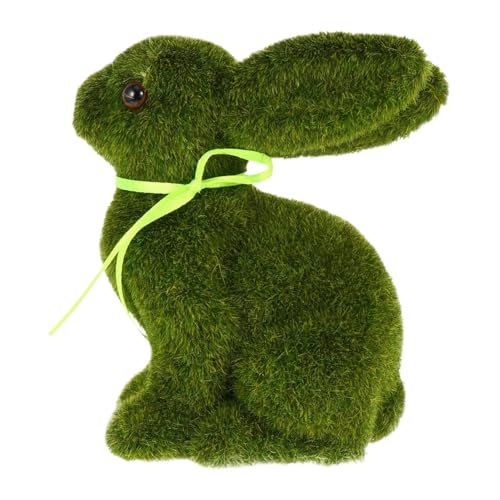 Ahuuen Turf Grass Rabbit | Easter Moss Bunny | Artificial Turf Grass Bunny | Rabbit Figurine For Table Centerpieces, Spring Ornaments & Shelf Decor, Seasonal Gift | 13x15x8cm