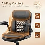 Leather Office Chair, Upgraded PU Computer Desk Chairs with Double-Layer Seat Cushion and Neckrest, 360°Swivel, Ergonomic Small Gaming Chair with Wheels and Adjustable Armrests for Short People, Black - Image 5