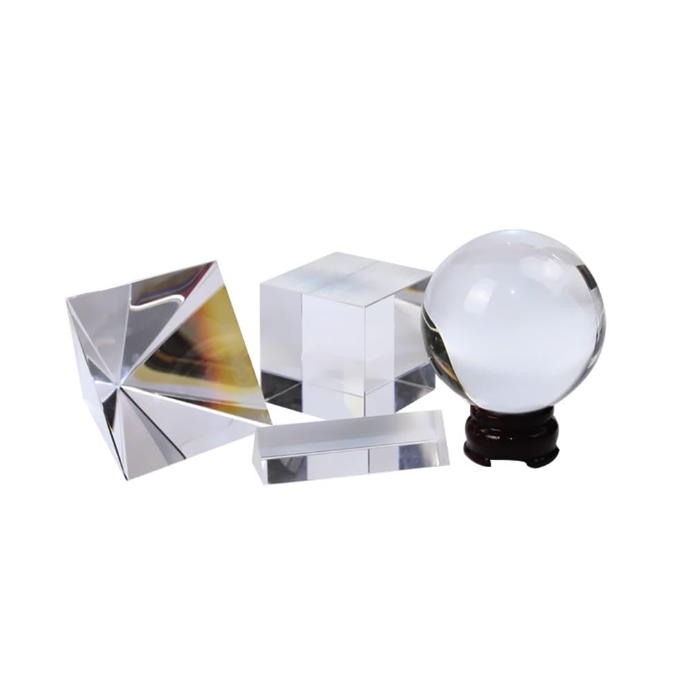4pz Cubo Vetro Ottico Trasparente 50mm Sfera 40mm Prisma Cristallo K9 | Cubo 60mm, Piramide, Cristallo ottico, for Kit Fotografia