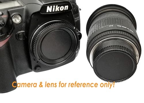(5 Pack) Tapa trasera de lente Montura F, tapa del cuerpo, tapa de lente Nikkor, tapa protectora contra polvo, compatible con cámaras y lentes DSLR Nikon miniatura 4