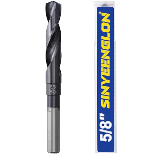 5/8 Drill Bit for Metal and Hardened Steel, M35 Cobalt 1/2 Inch Reduced Shank Industrial Grade Heavy Duty Drill Bit, with Index Storage Case