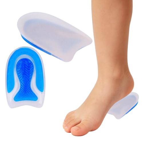 Image of Kids Heel Cups for Heel Pain - 1 Pair Sport Traction Shock Absorbing Lightweight Gel Heel Inserts for Kid's with Sensitive Heels, Heel Spurs, Plantar Fasciitis, or Ankle Pain by Plantarecover(Blue)