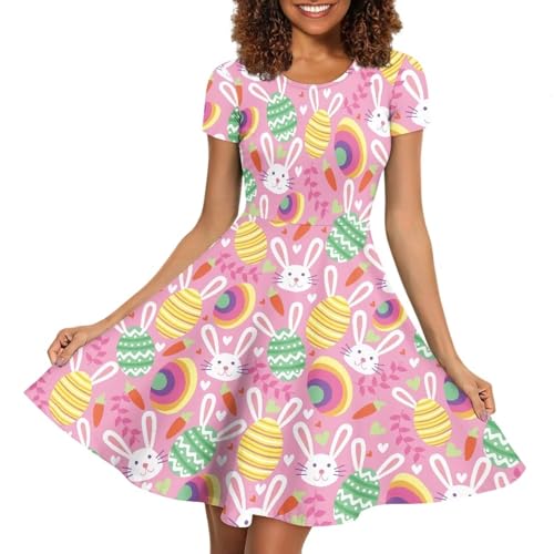 Image of Biyejit Women's Summer Casual Short Sleeve T-Shirt Swing Dress Crew Neck Plus Size S-4XL