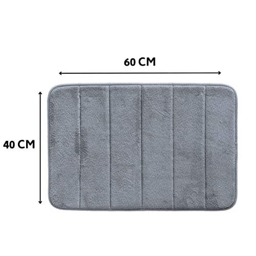 Tapete De Banheiro Antiderrapante Emborrachado Macio Super Soft Camesa Cinza Escuro 60x40cm