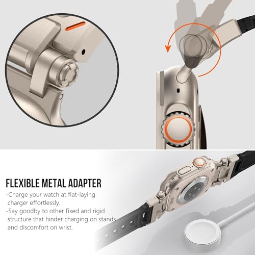 Image of MOROFY Durable Armor Silicone Band Compatible with Apple Watch Ultra 3 /2 /1 49mm Strap 46mm 45mm 44mm with Metal Connector Band for iwatch Series 11 10 9 8 7 SE2 6 5 4 - Black