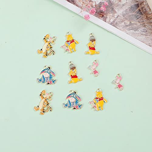 Quqmdkl 10Pcs Cartoon Pooh Bear Theme Enamel Charms Cute Pooh Piglet Accessories Pooh Pendant For Diy Jewelry Craft Making(Acc-Wnx) #TOP4