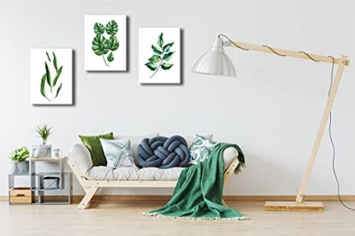 Wieco Art Green Leaves Canvas Prints Wall Art for Living Room Bedroom Home Decorations