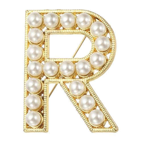 Image of PATIKIL Letter Brooch Pins, Pearl Initial Alphabet Letter Lapel Badges Pin for Women Men Girl Wife Suits