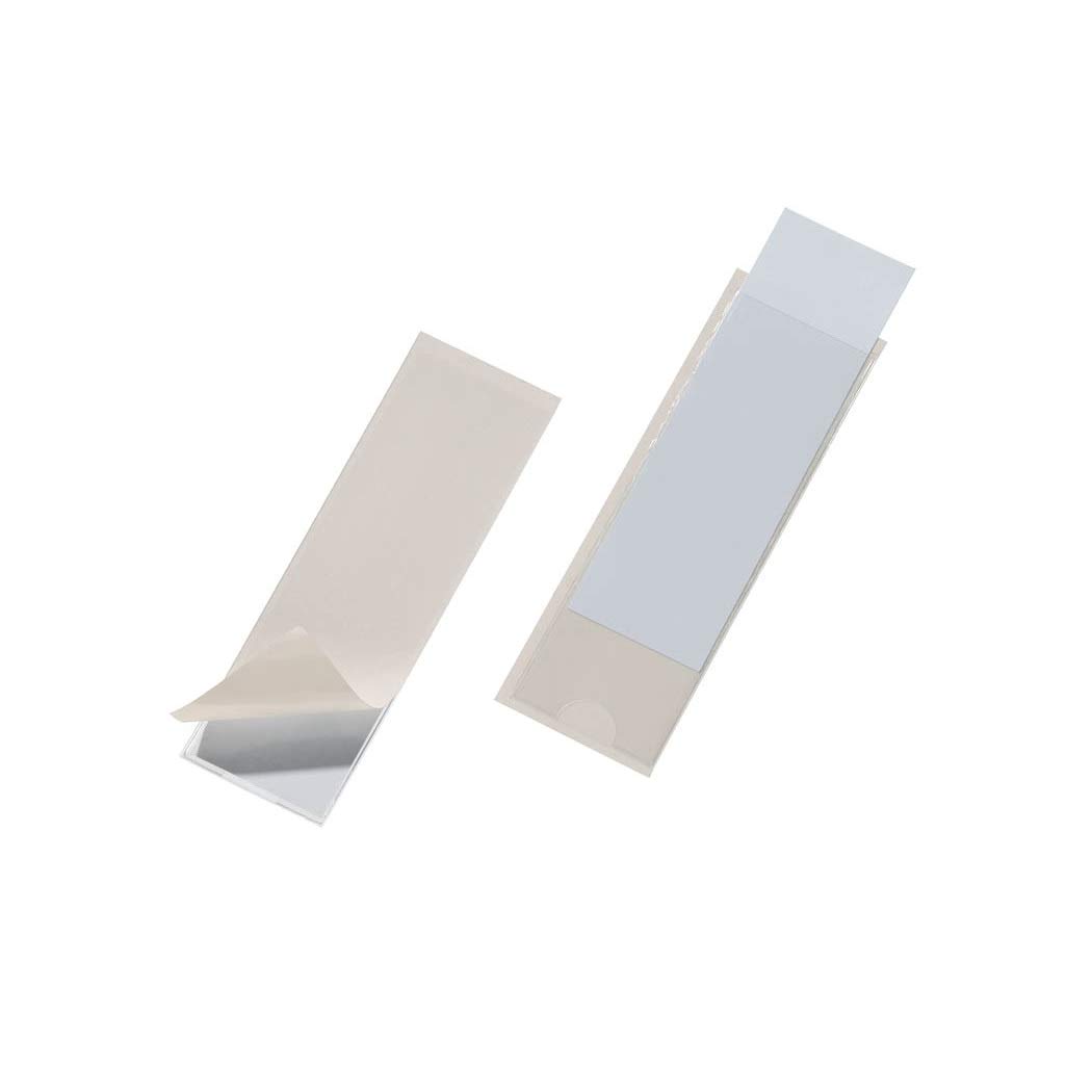 Durable POCKETFIX Self Adhesive Labelling Pockets with Inserts - German Made Sticky Back Plastic Wallets Stick on Pouch 10 Pack - 125 x 38 mm